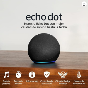 Echo Dot (5.ª generación, modelo de 2022) | Altavoz inteligente wifi y Bluetooth con Alexa, con sonido más potente y de mayor amplitud | Antracita